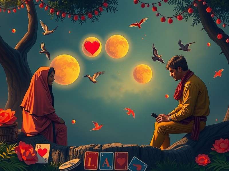 A hand arranging colorful cards in a game of Solitaire on a wooden table