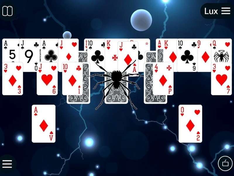 Advanced Spider Solitaire gameplay showing complex card sequences