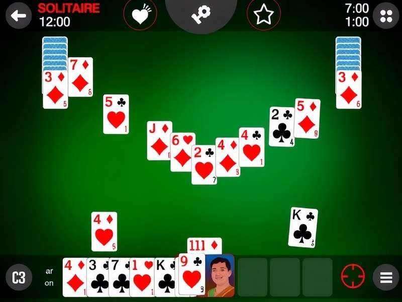 Classic Solitaire Game Layout on Digital Device