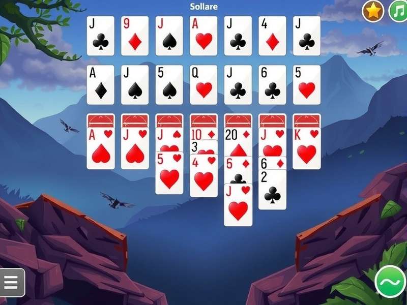 A colorful layout of Solitaire cards on a table