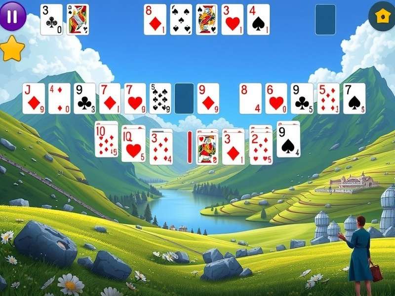 Professional Solitaire card game layout with strategic moves highlighted