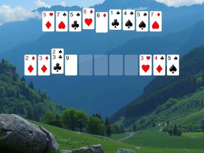 Solitaire game layout with cards arranged in tableau