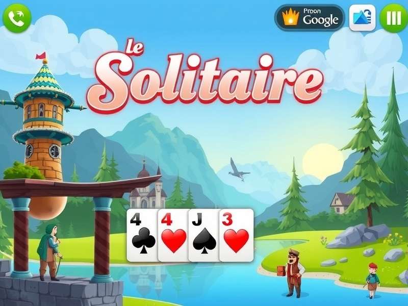 Classic Solitaire card game layout on wooden table