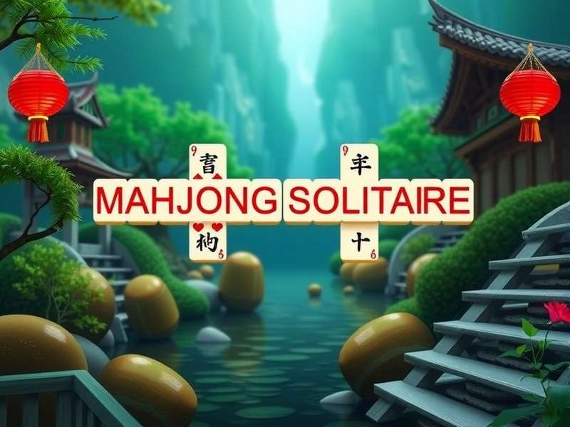 Mahjong Solitaire game board with colorful tiles arranged in a dragon pattern