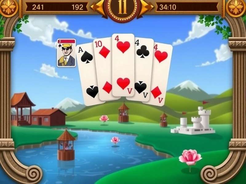 Solitaire Online card game layout with classic green felt and golden cards