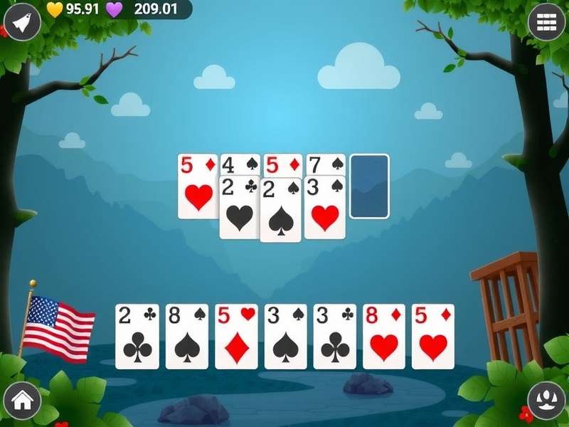 Classic Solitaire card layout with King, Queen and Jack cards arranged on a green felt table