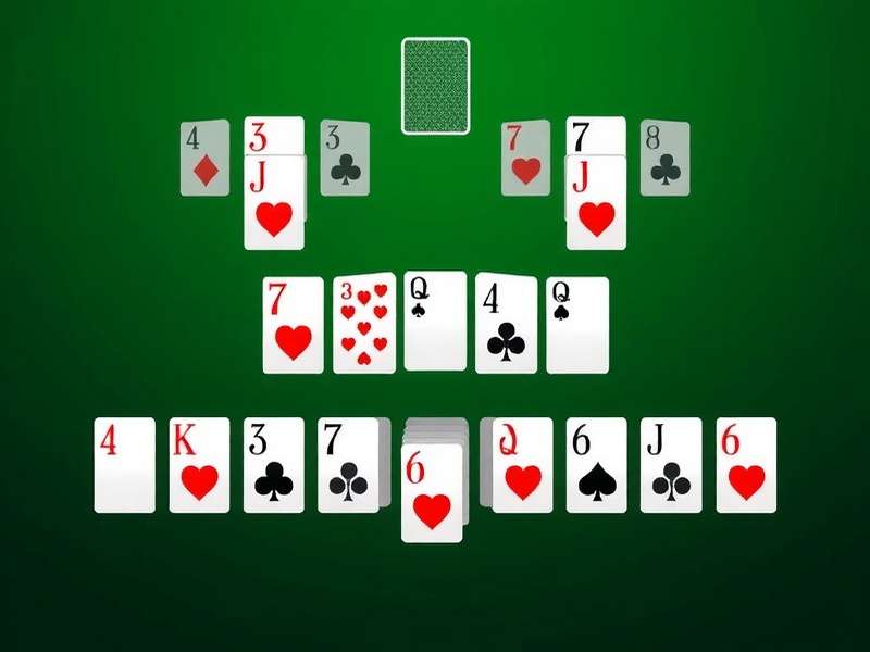 Freecell Solitaire game layout showing eight tableau columns and four free cells above