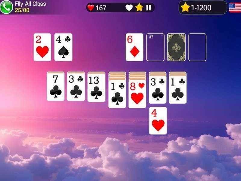 Classic Solitaire Free game interface showing the classic 7-column layout with cards in play