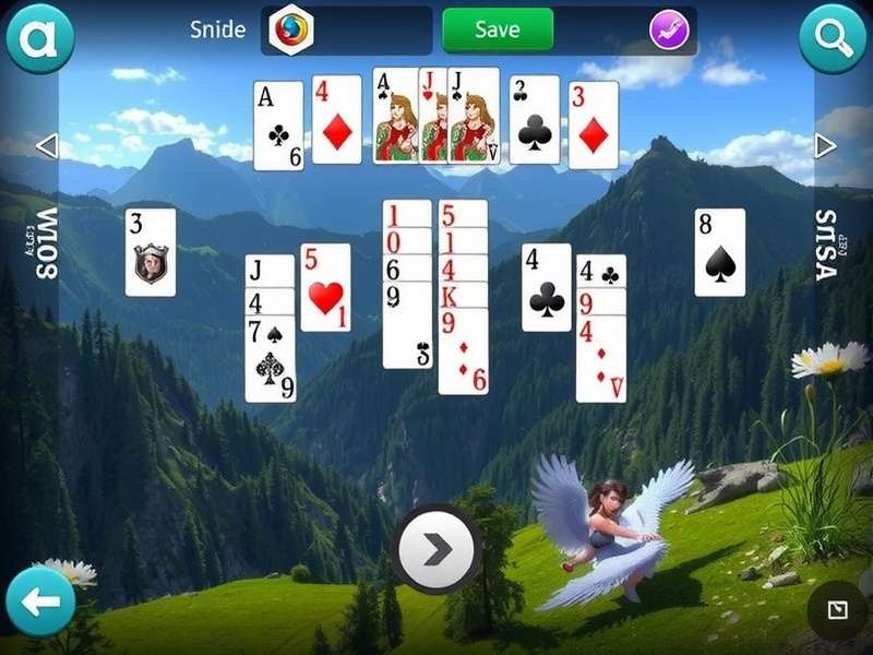Le Solitaire classic card game layout on green felt with golden accents