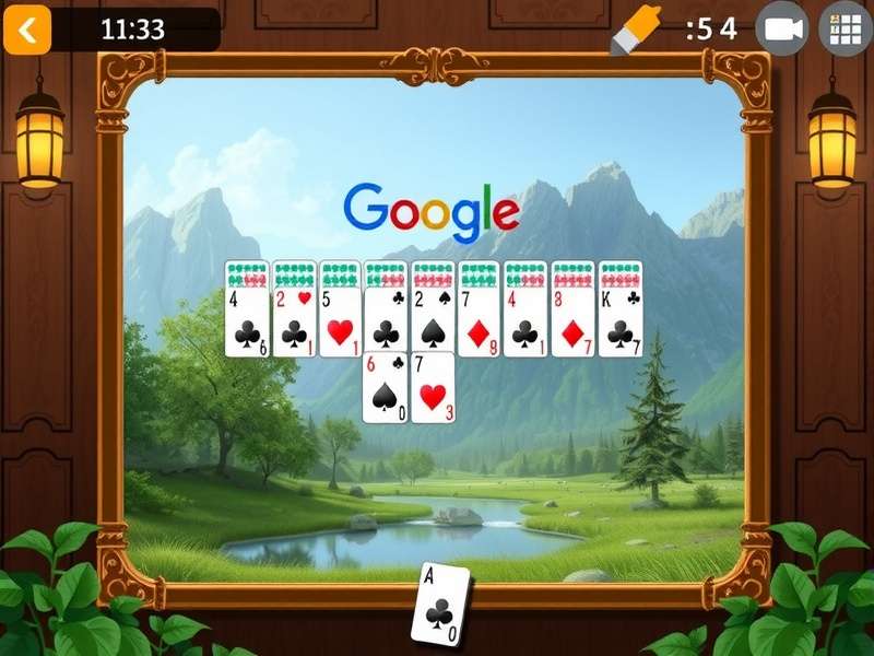 Solitaire Google — Classic Klondike Solitaire game layout with cards spread on a green felt table