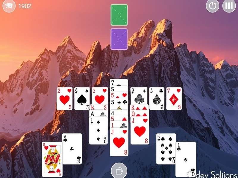 Classic Solitaire card game layout with green felt background
